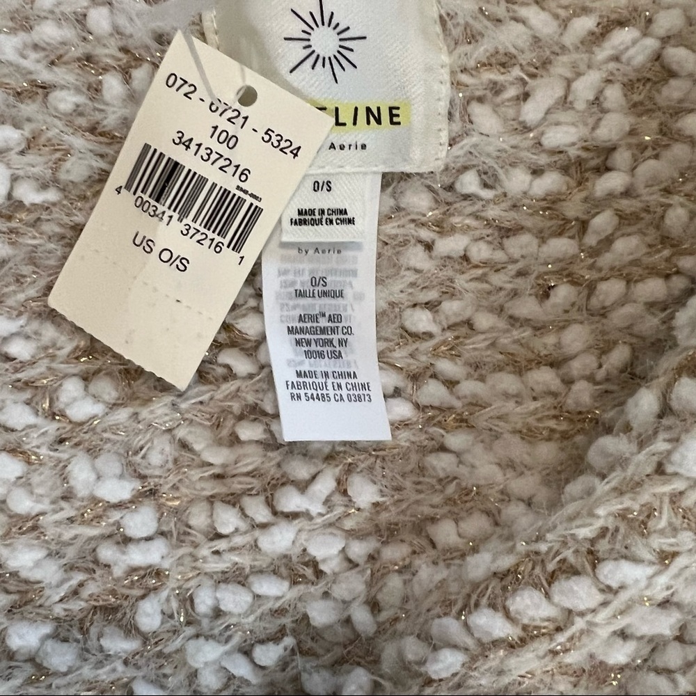 Aerie Matching Hat and Scarf Set Cream Gold Metallic OS - Picture 11 of 12